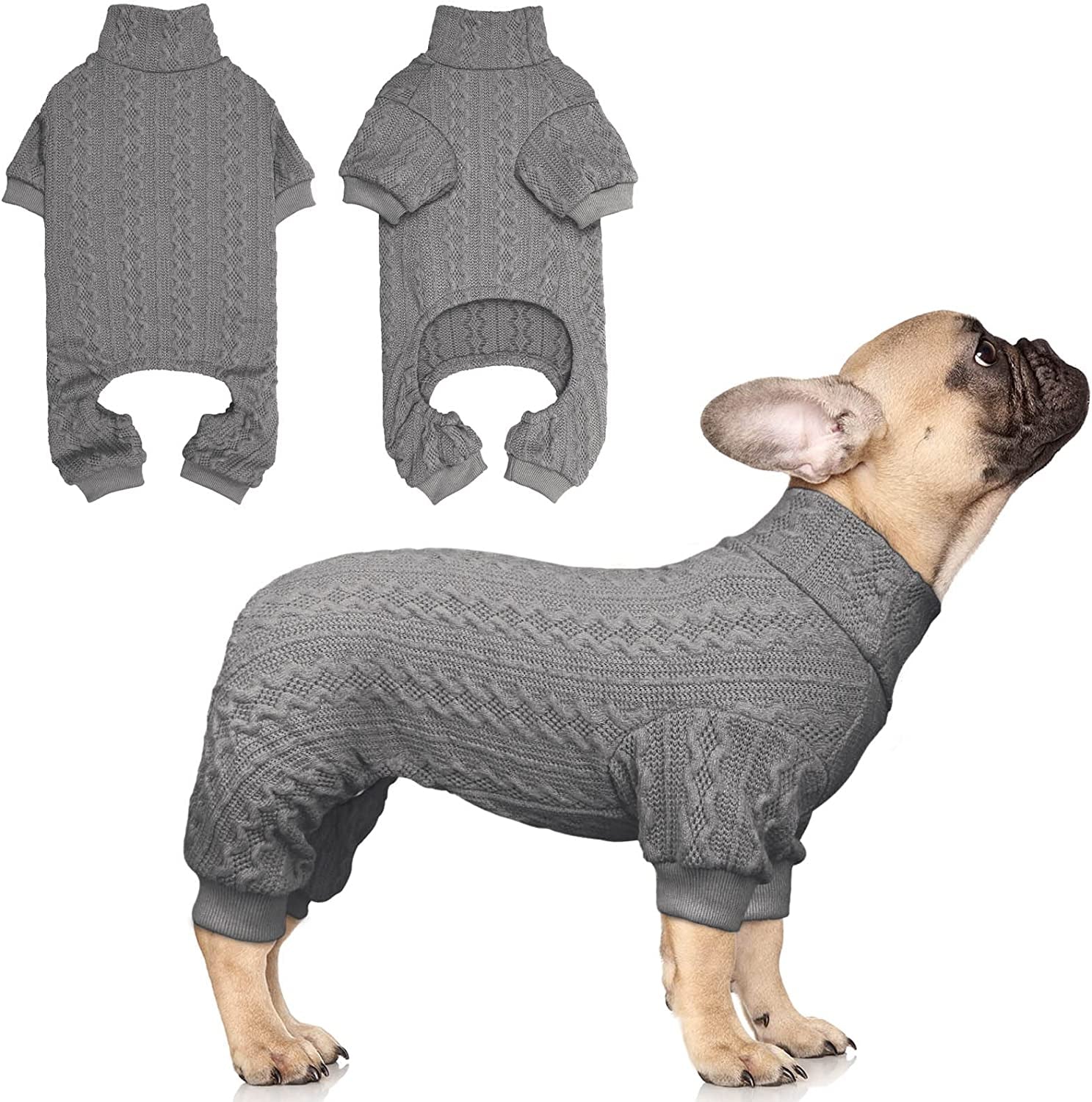 Dog Sweater Turtleneck Knitted Dog Clothes Solid Color Puppy Sweater Warm Cat Sweater Dog Sweaters for Large Dogs (Pink & L) Animals & Pet Supplies > Pet Supplies > Dog Supplies > Dog Apparel Jamktepat Grey Small 