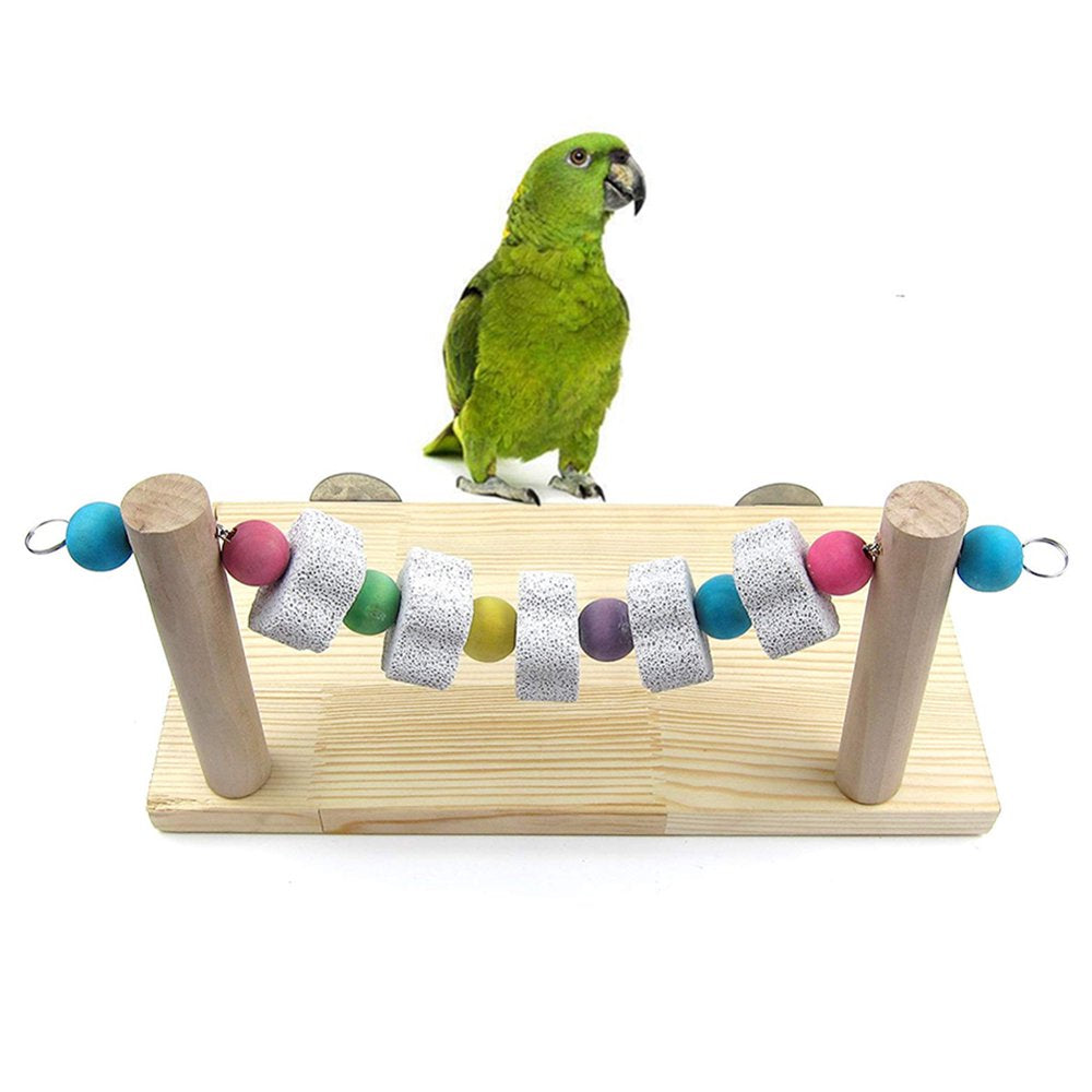 Jiaqi Pet Bird Parrot Wood Stand Platform Molar Mineral Stone Cage Mounted Chew Toy Animals & Pet Supplies > Pet Supplies > Bird Supplies > Bird Toys JiaQi   