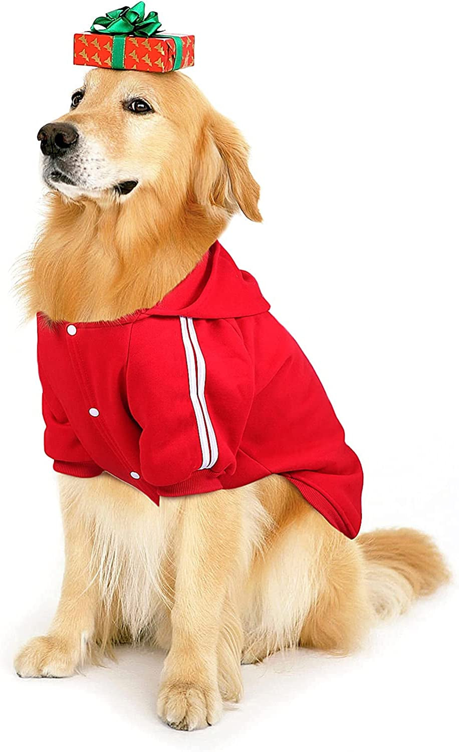 PETLESO Dog Sweater for Large Dog, Warm Cotton Hoodie Sweatshirt for Medium Large Dogs, Red 3XL Animals & Pet Supplies > Pet Supplies > Dog Supplies > Dog Apparel PETLESO Red 4XL-Chest: 30 1/2" 