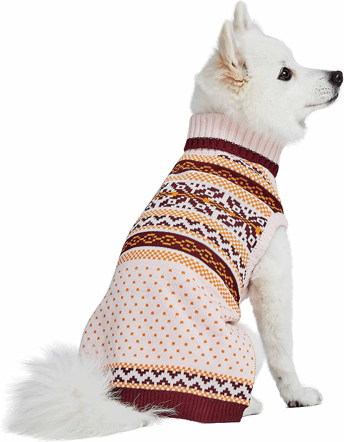 Blueberry Pet Artisan Chic Turtleneck Fair Isle Fall Winter Pullover Dog Sweater in Beige, Back Length 10", Warm Clothes for Small Dogs Animals & Pet Supplies > Pet Supplies > Dog Supplies > Dog Apparel Blueberry Pet   