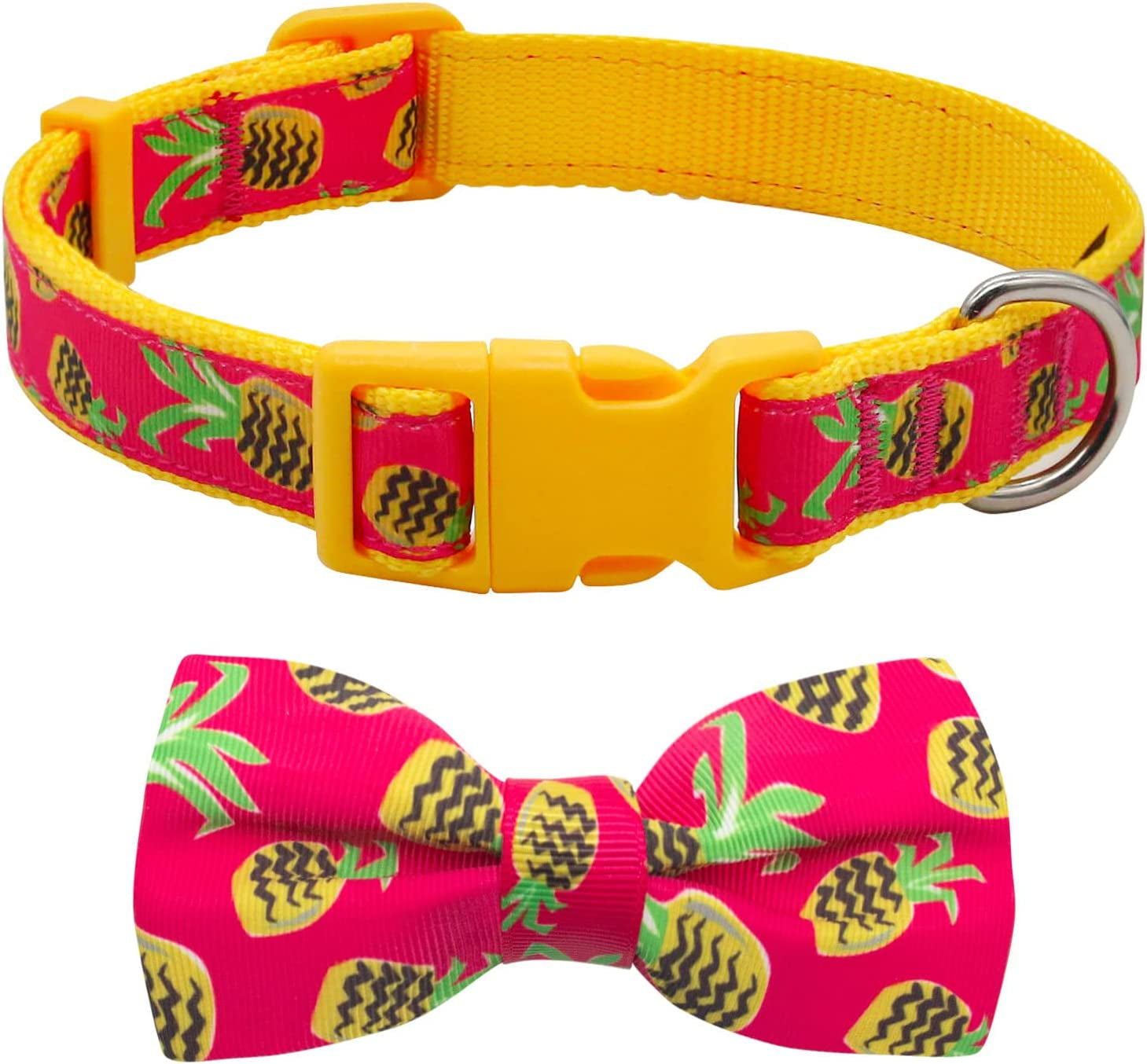 Azuza Dog Collar Bow Tie, Lovely Pink Dog Collars with Bowtie for Extra Small Dogs Animals & Pet Supplies > Pet Supplies > Dog Supplies > Dog Apparel azuza C#Fruit-Pineapple XS - Neck:8 -12inch (Pack of 1) 