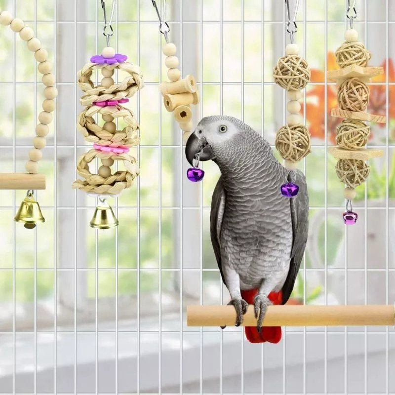 Deoxygene Bird Parrot Swing Toys Chewing Standing Hanging Perch Hammock Climbing Ladder Bird Cage for Budgerigar Parakeet Conure