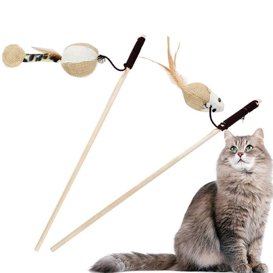 Carkira Teaser Cat Toys 2 Funny Cat Stick Toys with Interactive Bell Chew Mouse and Cat Scratching Cotton Balls Animals & Pet Supplies > Pet Supplies > Cat Supplies > Cat Toys Carkira   