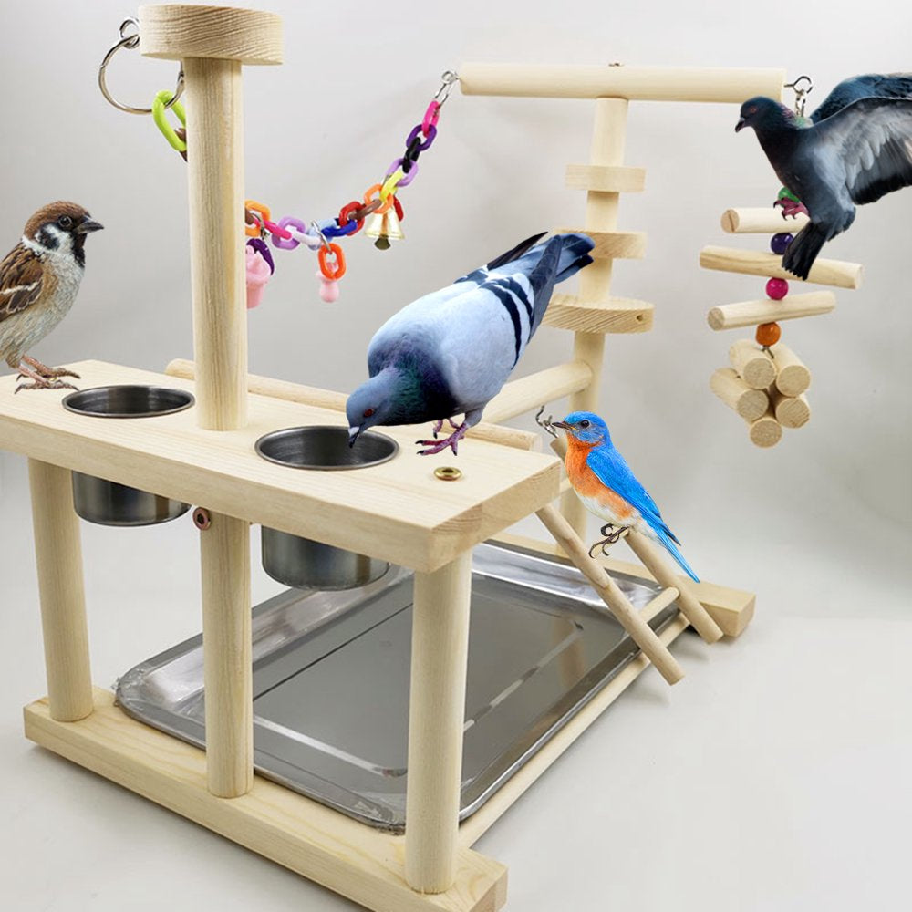 Bird Playground Parrot Playstand Cockatiel Play Perch Gym Playpen Ladder Swing Chew Toy with Feeder Cups for Accessories Exercise Platform Animals & Pet Supplies > Pet Supplies > Bird Supplies > Bird Gyms & Playstands perfk   