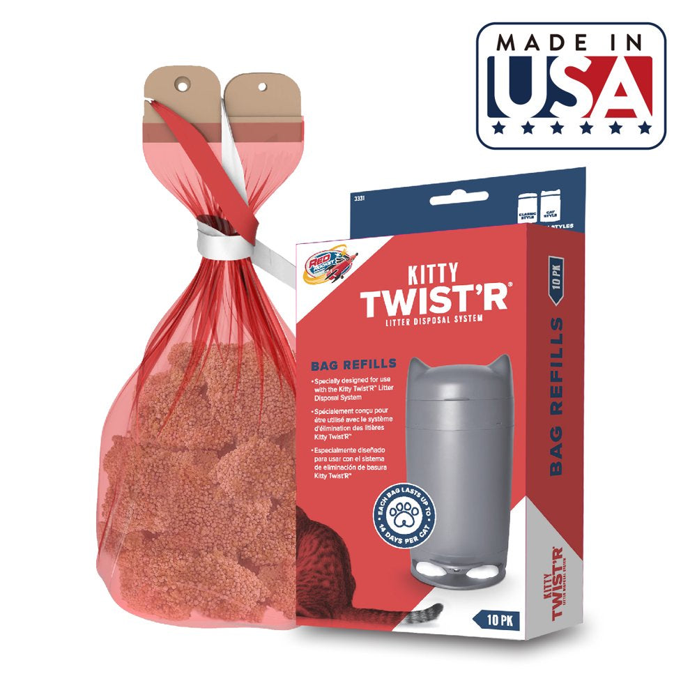 Red Rocket Cat Litter Disposal System with Cute Litter Scoop, KITTY TWIST'R Step Mode Odors Free Patented Twist Technology Litter Pail (Cat, 5L)