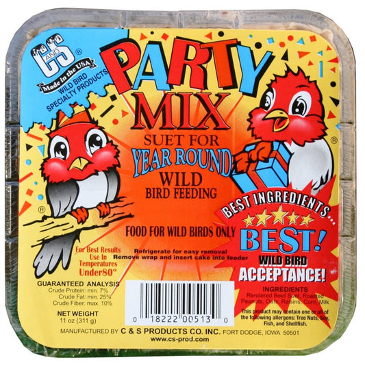 C&S Party Mix Suet Treat, 11 Oz, Wild Bird Food Animals & Pet Supplies > Pet Supplies > Bird Supplies > Bird Food Central Garden and Pet   