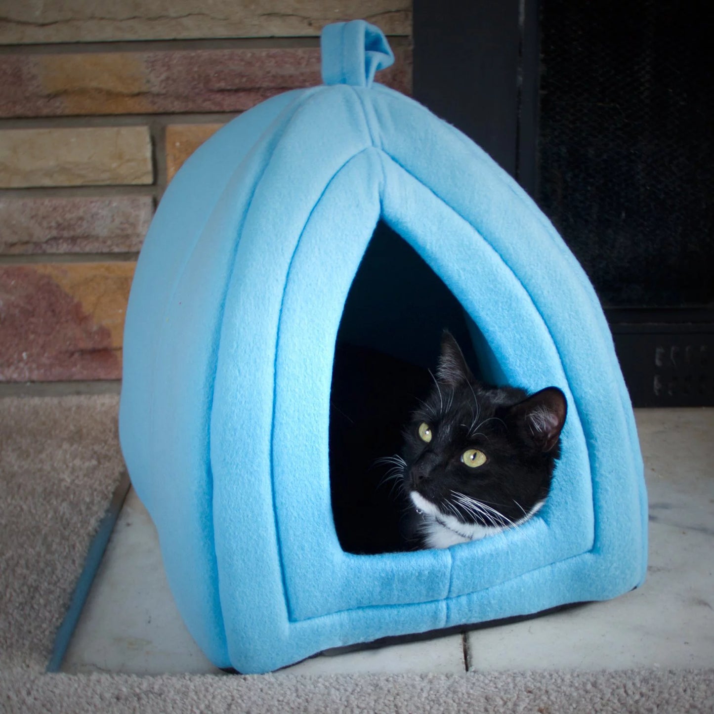 PETMAKER Cozy Kitty Tent Igloo Plush Enclosed Cat Bed Animals & Pet Supplies > Pet Supplies > Cat Supplies > Cat Beds Trademark Global LLC Tan  