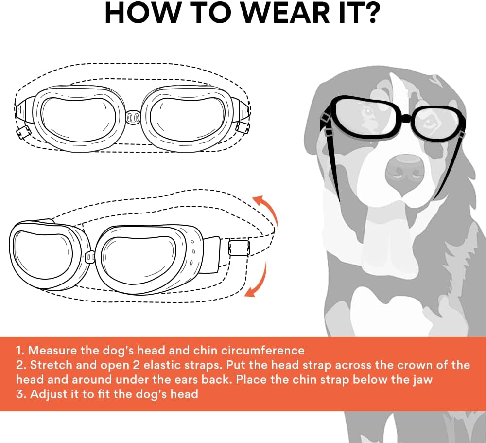 Small Dog Sunglasses Goggles, MAUMAPET UV Protection Goggles Eye Wear Protection with Adjustable Strap Waterproof Pet Sunglasses for Puppy Sun Glasses Dog Windproof Snowproof Anti-Fog Glasses Animals & Pet Supplies > Pet Supplies > Dog Supplies > Dog Apparel MAUMAPET   