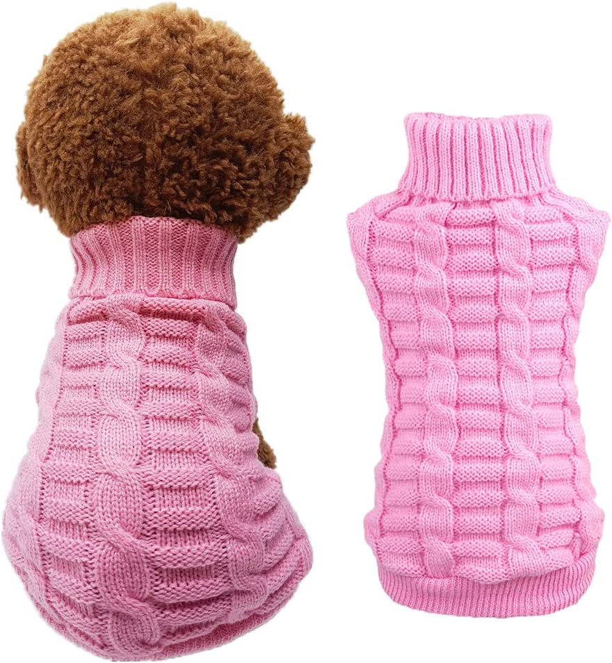 Knitted Braid Plait Turtleneck Sweater Knitwear Outwear for Dogs & Cats (Pink, L) Animals & Pet Supplies > Pet Supplies > Dog Supplies > Dog Apparel Wiz BBQT Pink XXL 