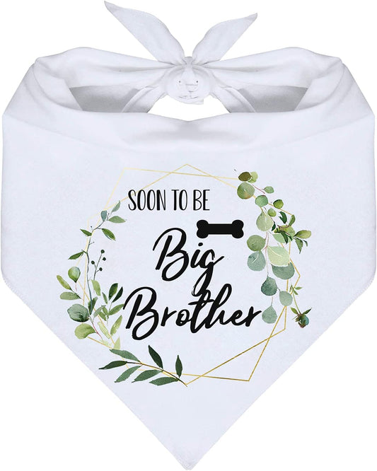 YHTWIN Soon to Be Big Brother White Wreath Pattern Pet Dog Triangle Scarf Bandanas Bibs, Gender Revealing Photo Props Accessories, Pet Dog Lovers Gifts Animals & Pet Supplies > Pet Supplies > Dog Supplies > Dog Apparel YHTWIN   