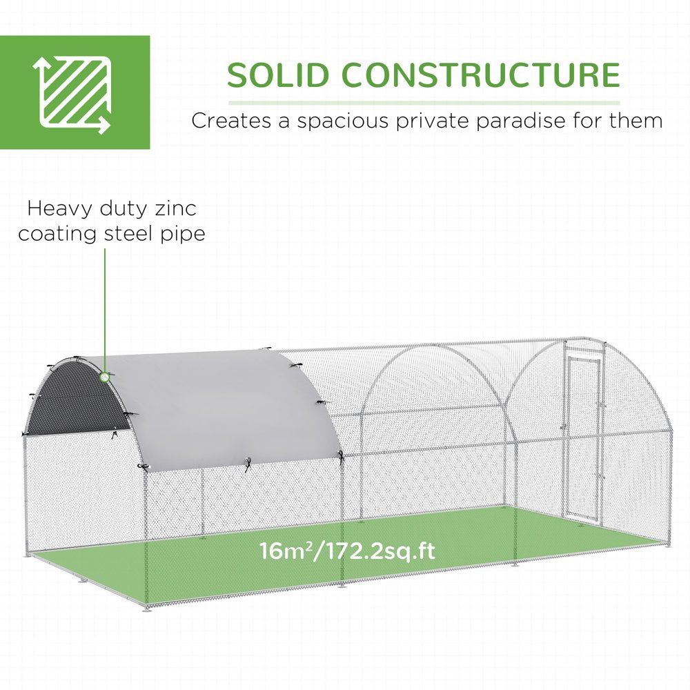 Pawhut Galvanized Large Metal Chicken Coop Cage Walk-In Enclosure Poultry Hen Run House Playpen Rabbit Hutch with Cover for Outdoor Backyard 9.2' X 18.7' X 6.5' Silver Animals & Pet Supplies > Pet Supplies > Dog Supplies > Dog Kennels & Runs Aosom LLC   