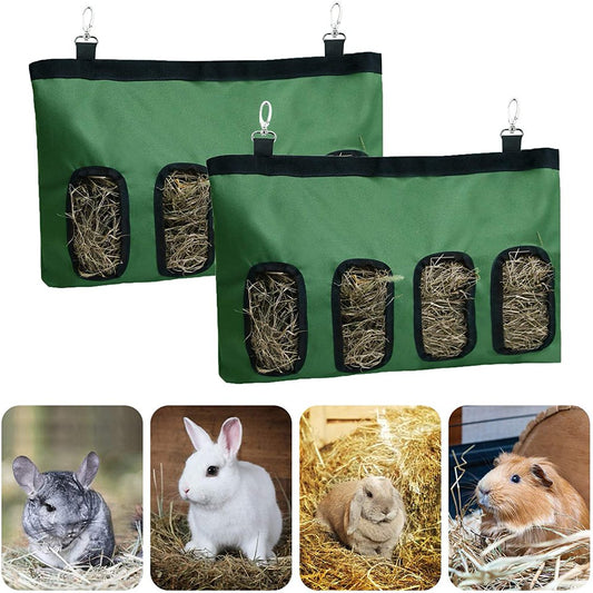 Ssawcasa 2PCS Rabbit Hay Feeder Bag,Hanging Guinea Pig Bunny Hay Bag with 4 Holes,Hanging Sack for Small Animals Feeding Supply (Green) Animals & Pet Supplies > Pet Supplies > Small Animal Supplies > Small Animal Food SSAWcasa   