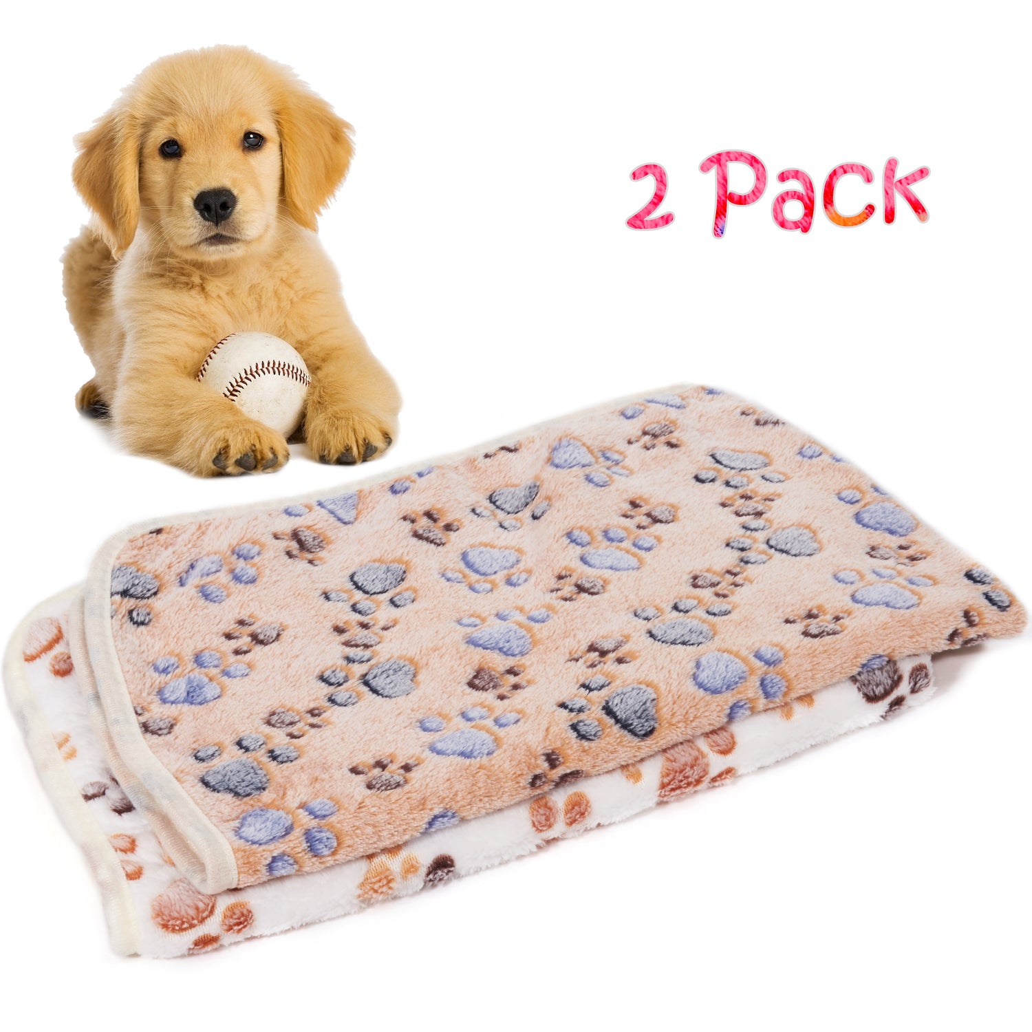 LUXMO 2 Pack Cat Dog Puppy Blanket Soft Pet Bed Cushion Warm Sleep Mat Animals & Pet Supplies > Pet Supplies > Cat Supplies > Cat Beds Luxmo Gray+White  