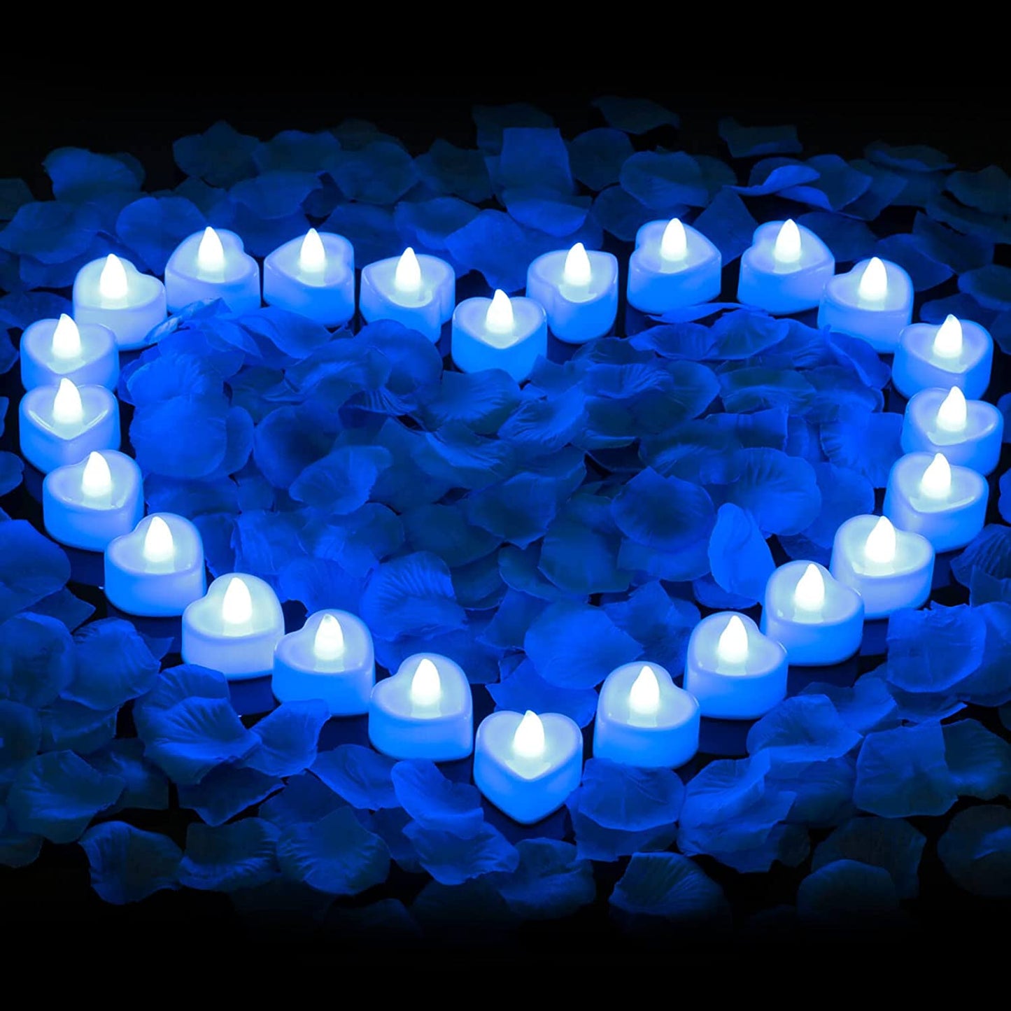 2000 Pieces Artificial Rose Petals with 24 Pieces LED Tea Lights Candles, Cridoz Romantic Decorations Special Night Set for Romantic Night, Valentine'S Day, Wedding Anniversary or Table Décor Animals & Pet Supplies > Pet Supplies > Dog Supplies > Dog Apparel Cridoz Blue  