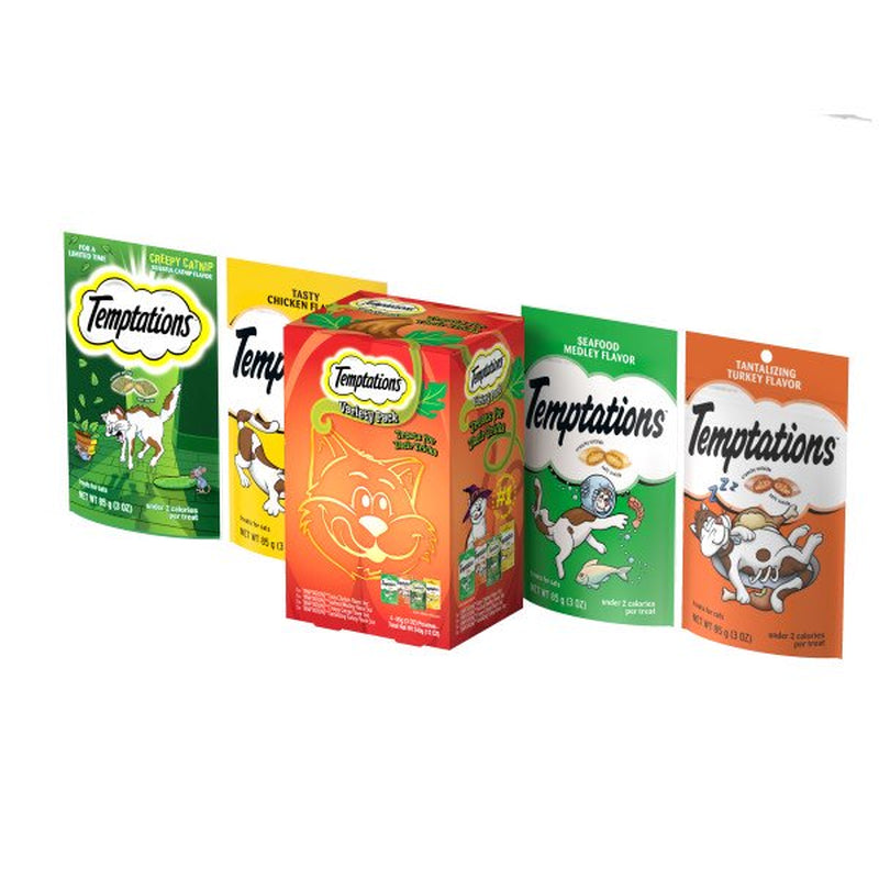 TEMPTATIONS Soft & Crunchy Halloween Treats Variety Pack, (4) 3 Oz Pouches Animals & Pet Supplies > Pet Supplies > Cat Supplies > Cat Treats Mars Petcare   