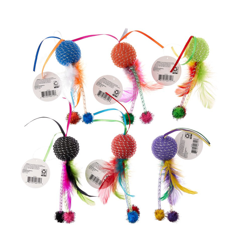 Vibrant Life Mesh Feather Ball Cat Toy, Color May Vary Animals & Pet Supplies > Pet Supplies > Cat Supplies > Cat Toys Multipet   