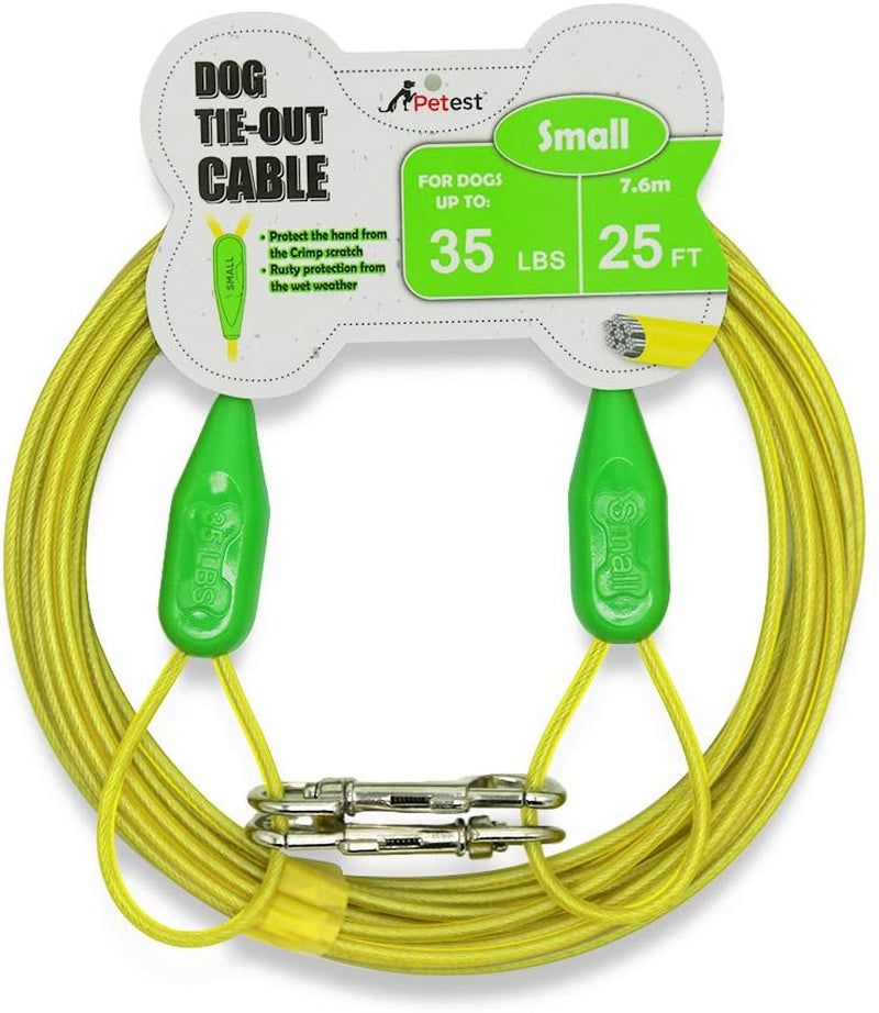 Petest 30Ft Tie-Out Cable with Crimp Cover for Heavy Dogs up to 125 Pounds Animals & Pet Supplies > Pet Supplies > Dog Supplies > Dog Apparel Petest Green & Yellow 35lbs25ft 