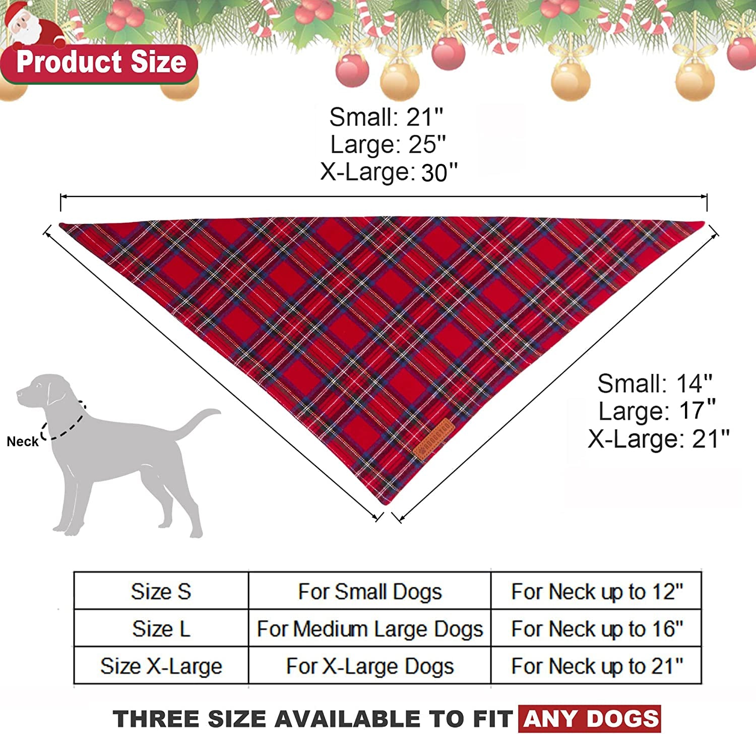 Adoggygo Christmas Dog Bandana 2 Pack, Stylish Plaid Dog Scarf, Premium Cotton Fabric, Multiple Sizes Offered, Christmas Bandanas for Medium Large Dogs Pets (Large) Animals & Pet Supplies > Pet Supplies > Dog Supplies > Dog Apparel ADOGGYGO   