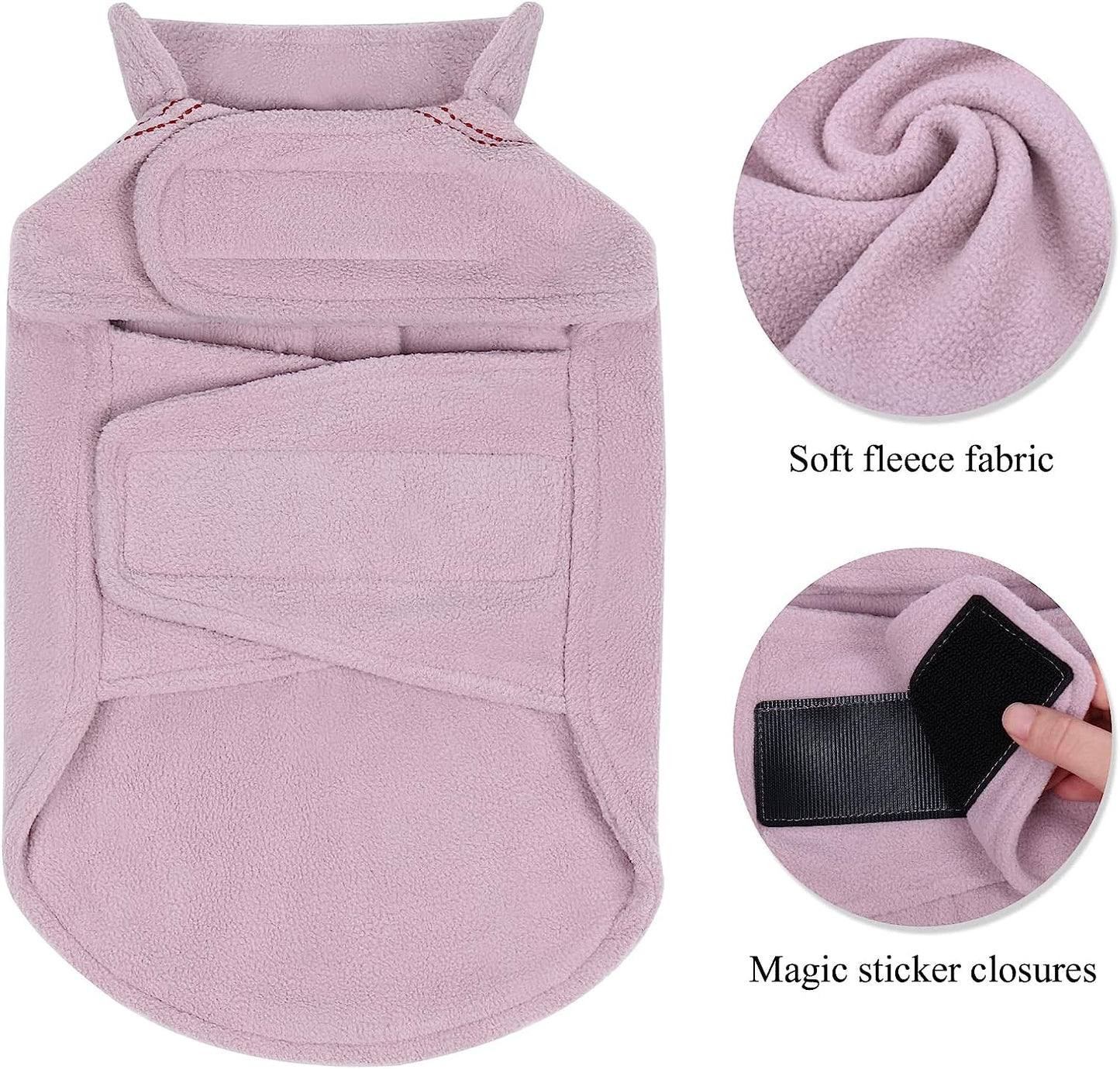 VIVAGLORY Dog Fleece Coat Warm Jacket with Hook and Loop Fastener, Easy to Take on and Off, Winter Vest Sweater for Small Medium Large Dogs Puppy Windproof Clothes for Cold Weather, Pink, M Animals & Pet Supplies > Pet Supplies > Dog Supplies > Dog Apparel VIVAGLORY   