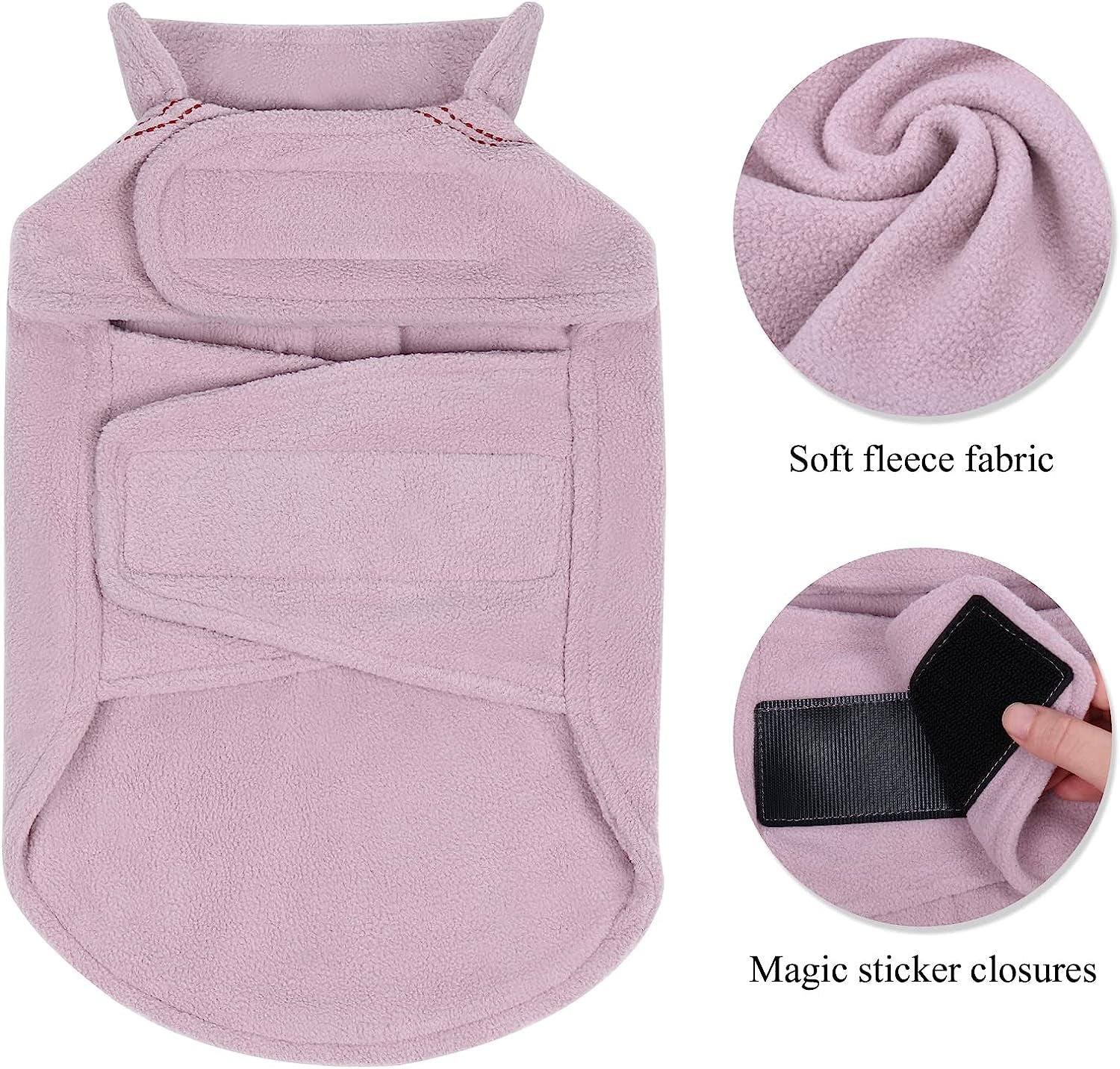 VIVAGLORY Dog Fleece Coat Warm Jacket with Hook and Loop Fastener, Easy to Take on and Off, Winter Vest Sweater for Small Medium Large Dogs Puppy Windproof Clothes for Cold Weather, Pink, XXS Animals & Pet Supplies > Pet Supplies > Dog Supplies > Dog Apparel VIVAGLORY   