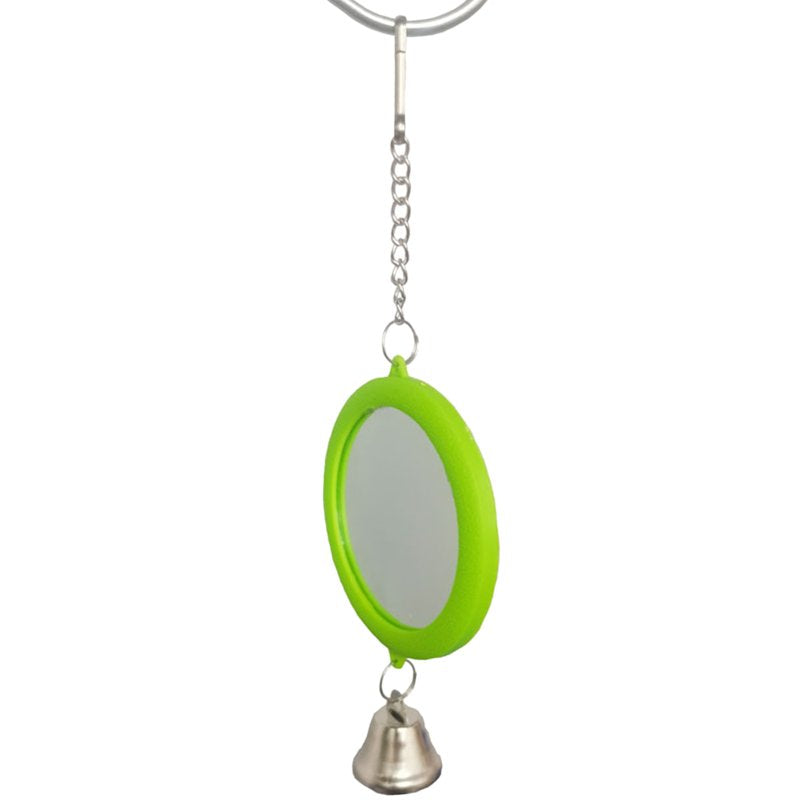 Cute Bird Cage Accessories with Bell Birds Anti-Broken Mirror Plaything Durable Animals & Pet Supplies > Pet Supplies > Bird Supplies > Bird Cage Accessories Teucfsky Green  