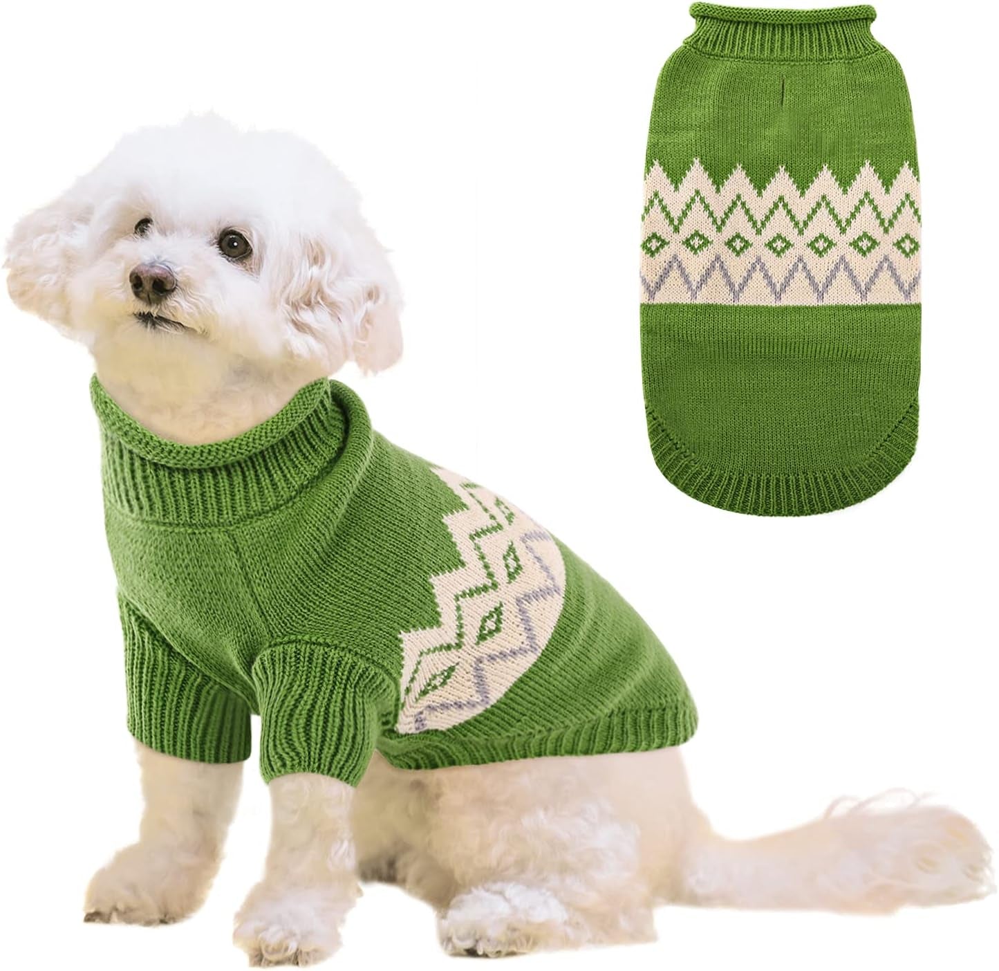 Queenmore Warm Dog Sweater, Soft Pet Knitwear, Knitted Pullover, Vlentines Day Gifts Winter Pet Clothes for Small Medium Dogs Cats Animals & Pet Supplies > Pet Supplies > Dog Supplies > Dog Apparel Queenmore Green X-Small 