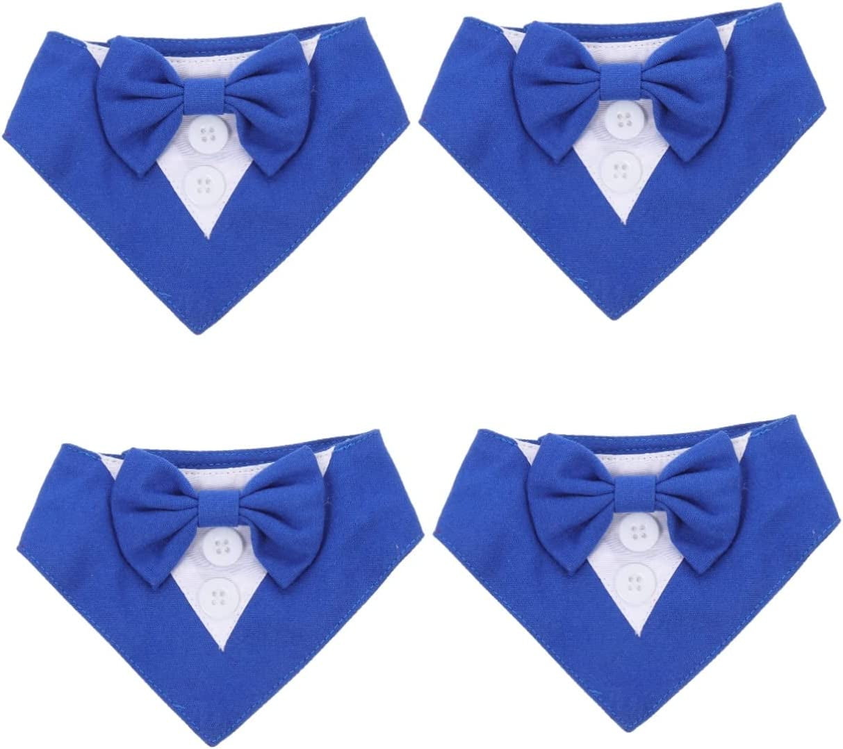 Balacoo 4Pcs Decor Neck Tuxedo Collar Pet Bib Blue Formal Costume Suit Accessory with Puppy Cat Neckerchief Cosplay Medium Neckwear Party Tie Towel Adjustable Bow Dog Saliva Large Xs Animals & Pet Supplies > Pet Supplies > Dog Supplies > Dog Apparel Balacoo   