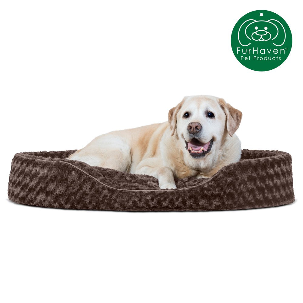 Furhaven | Oval Ultra Plush Pet Bed for Dogs & Cats, Strawberry, Medium Animals & Pet Supplies > Pet Supplies > Cat Supplies > Cat Beds FurHaven Pet Jumbo Chocolate 