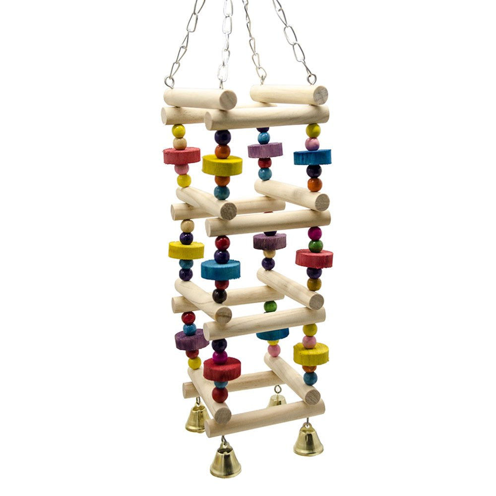 BESTYO Wooden Bird Swings Ladders Toys Parrot Chewing Climbing Stand Perch Parakeets Playground Colorful Bite Blocks Animals & Pet Supplies > Pet Supplies > Bird Supplies > Bird Ladders & Perches BESTYO   