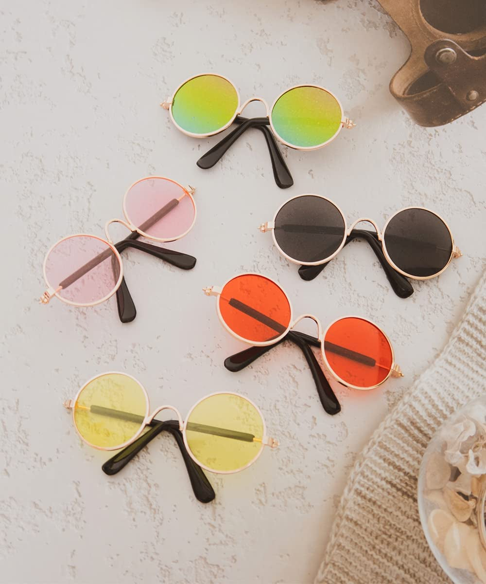 Fantasy Era 5 Piece Set round Metal Sunglasses Small Kittens Dogs Handsome Fashionable Sunglasses Props Animals & Pet Supplies > Pet Supplies > Dog Supplies > Dog Apparel Fantasy Era   