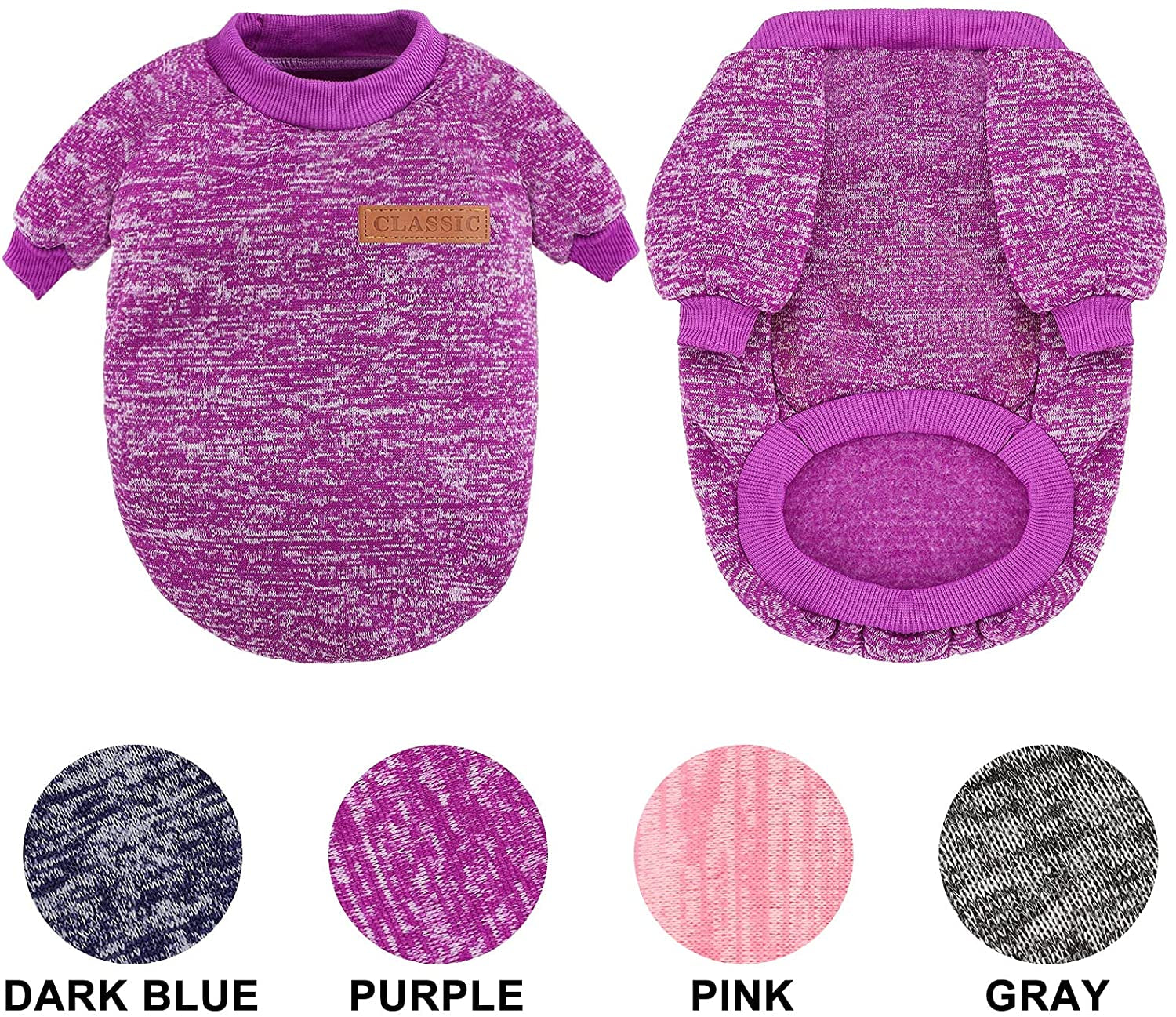 4 Pieces Dog Sweater Winter Pet Clothes Cozy Dog Outfit Soft Cat Sweater Dog Sweatshirt for Small Dog Puppy Kitten Cat（Pink, Purple, Grey, Navy Blue, L） Animals & Pet Supplies > Pet Supplies > Dog Supplies > Dog Apparel Weewooday   