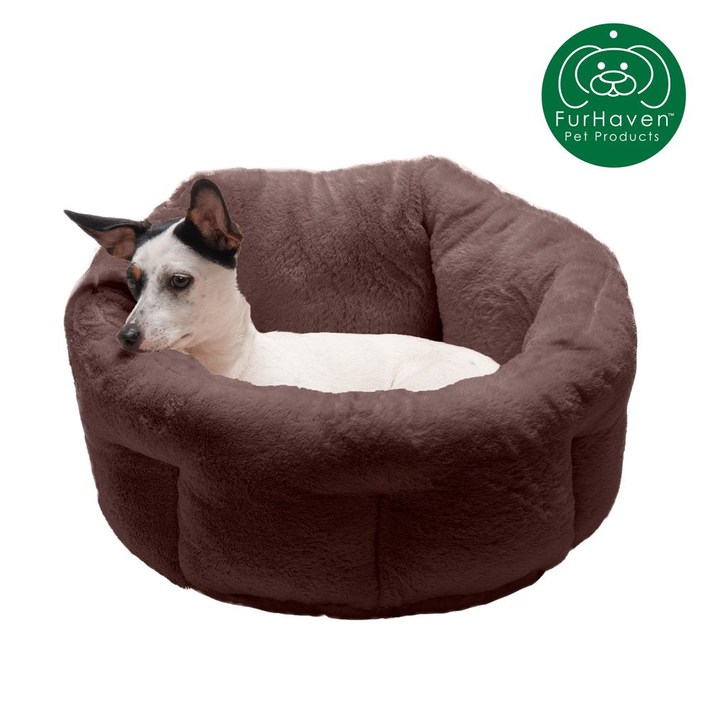 Furhaven | Luxe Fur Warming Hi-Lo Cuddler Bed for Dogs & Cats, Gray, Small Animals & Pet Supplies > Pet Supplies > Cat Supplies > Cat Beds FurHaven Pet S Sable Brown 
