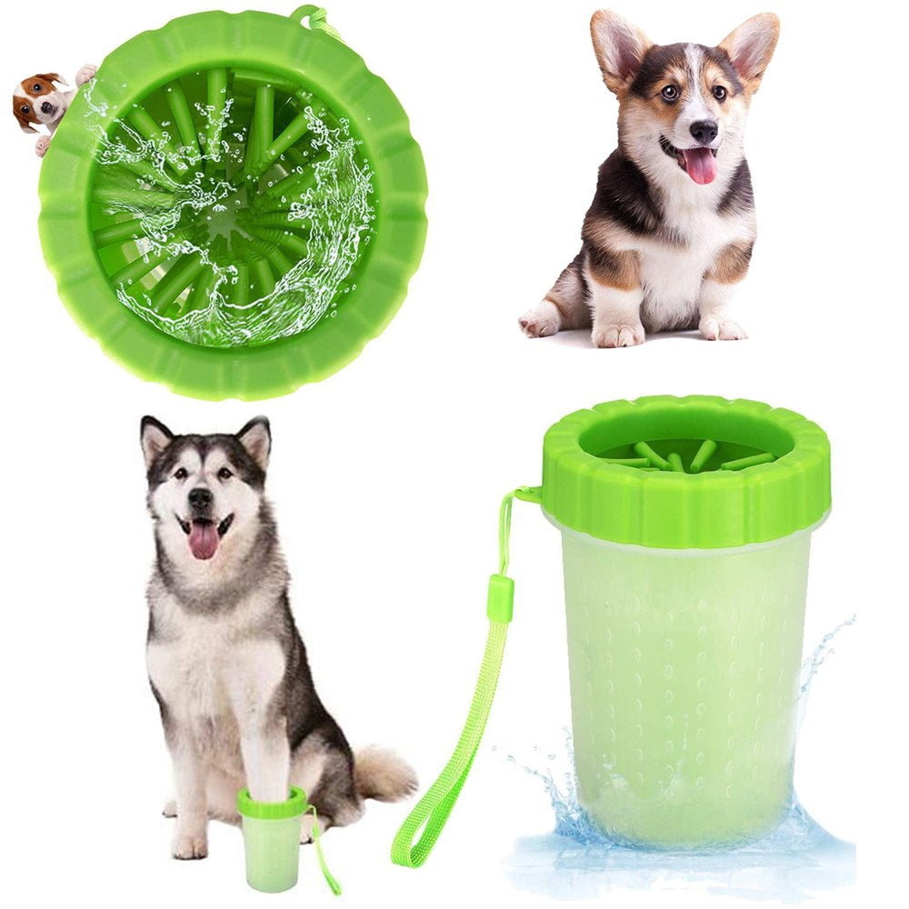 Semfri Dog Paw Cleaner 2 in 1 Silicone Dog Paw Washer Cup Portable Silicone Pet Cleaning Brush Dog Foot Cleaner Animals & Pet Supplies > Pet Supplies > Dog Supplies > Dog Apparel Semfri L Green 