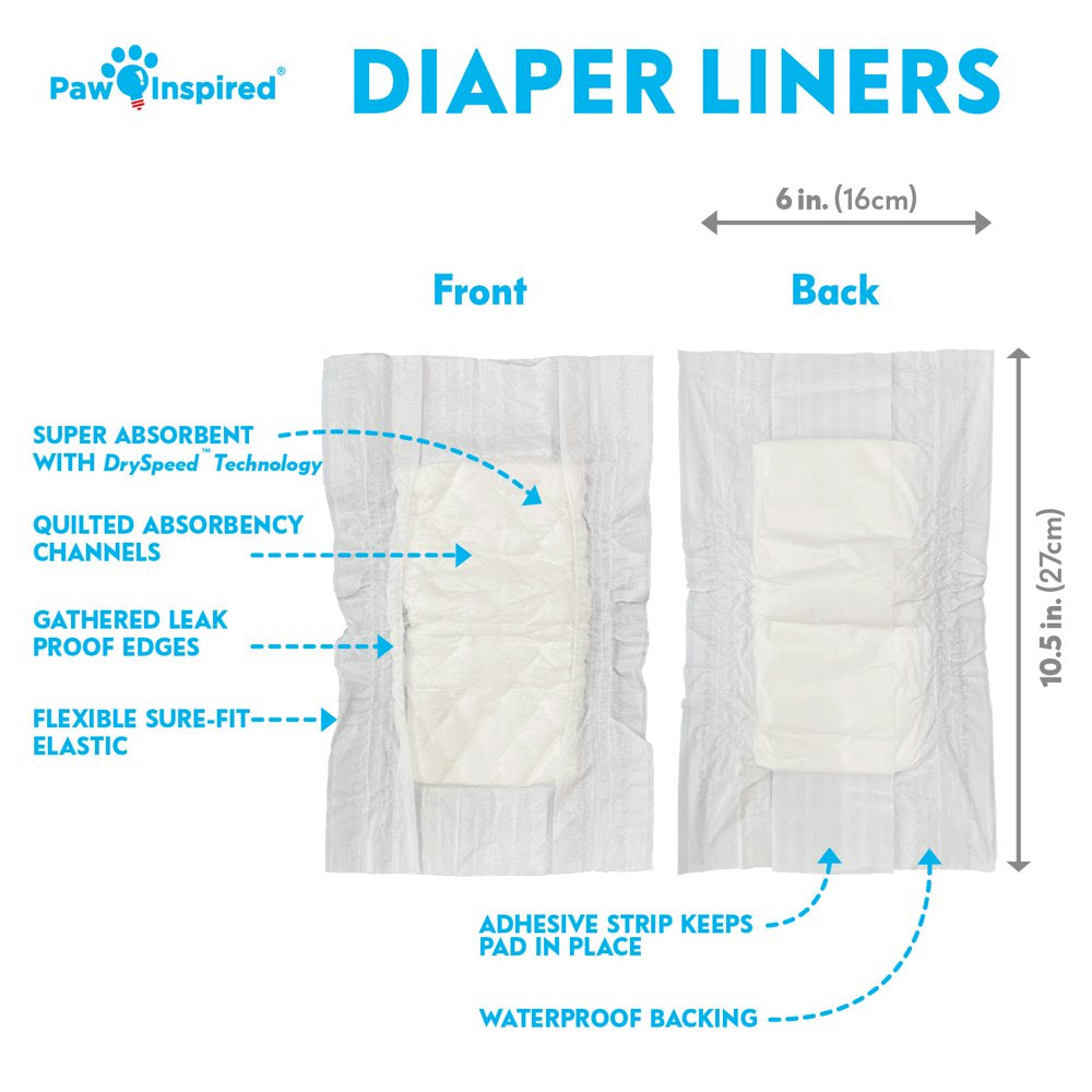 Paw Inspired 30Ct Dog Diaper Liners Diaper Pads | Washable Reusable Female Dog Doggie Pet Diapers and Male Wraps Belly Bands Cover Inserts | Period Menstrual Pads for Dogs | Puppy Diapers Pads Inserts Animals & Pet Supplies > Pet Supplies > Dog Supplies > Dog Diaper Pads & Liners Paw Inspired   