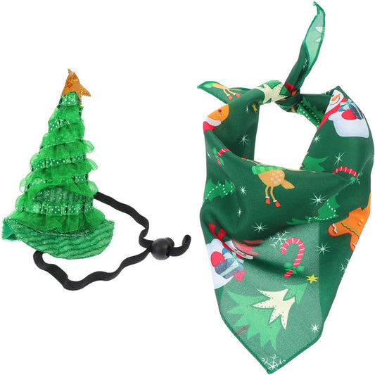 GLSTOY 1 Set Pet Christmas Hat Headband Set Santa Scarf Santas Hat Christmas Party Pet Decor Dog Christmas Hat Winter Holiday Dog Scarf Party Hat for Pet Cat Decorative Caps Xmas Pet Bib Animals & Pet Supplies > Pet Supplies > Dog Supplies > Dog Apparel GLSTOY   