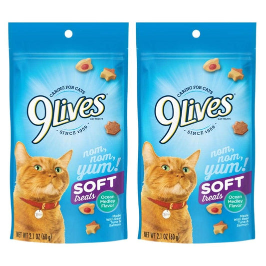 9Lives Soft Cat Treats, Ocean Medley Flavored, Made with Real Tuna and Salmon with Delicious Taste & Soft Textures 2.1-Ounce Bag Pack of 2 Animals & Pet Supplies > Pet Supplies > Cat Supplies > Cat Treats EBKK   