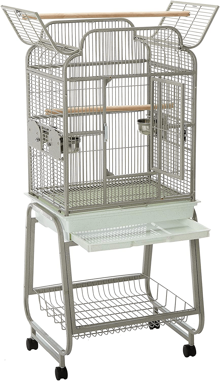A&E Cage 782217 Platinum Open Victorian Top with Plastic Base Bird Cage, 22" X 17" Animals & Pet Supplies > Pet Supplies > Bird Supplies > Bird Cages & Stands A&E Cage   