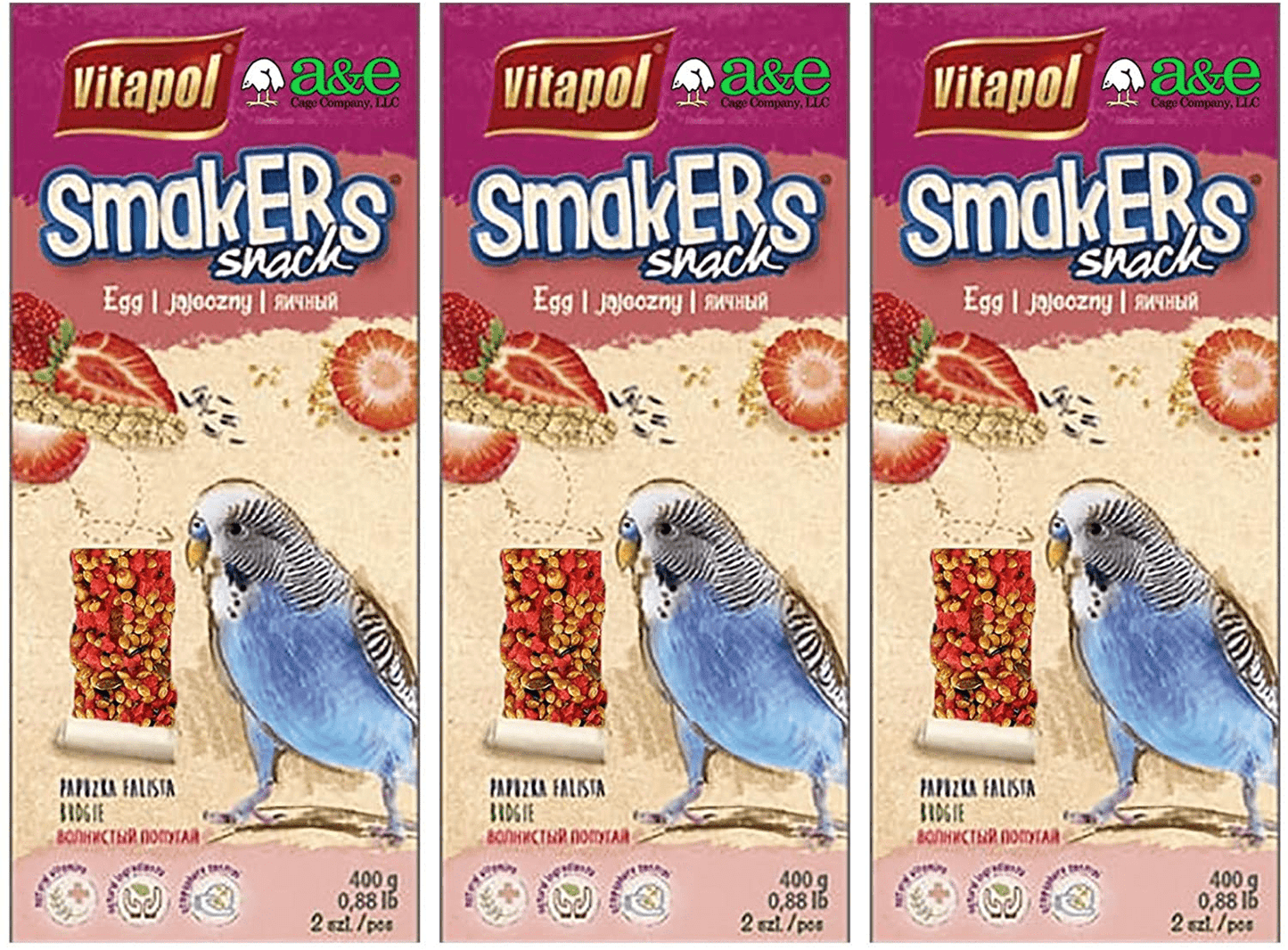 A&E Cage Co. 6 Pack of Smackers Parakeet Treat Sticks, 7.25 Inches Each, Strawberry Flavor Animals & Pet Supplies > Pet Supplies > Bird Supplies > Bird Treats A&E Cage Co.   