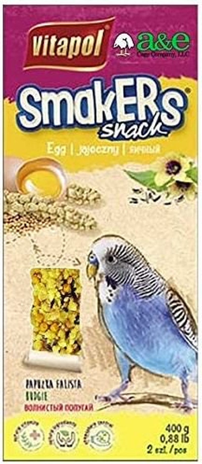 A&E Cage Company Smakers Parakeet Egg Treat Sticks 2 Count Pack of 4