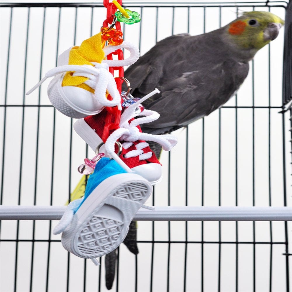 A&E Happy Beaks, Sneakers on a Line Bird Toy Animals & Pet Supplies > Pet Supplies > Bird Supplies > Bird Gyms & Playstands A&E Cage   