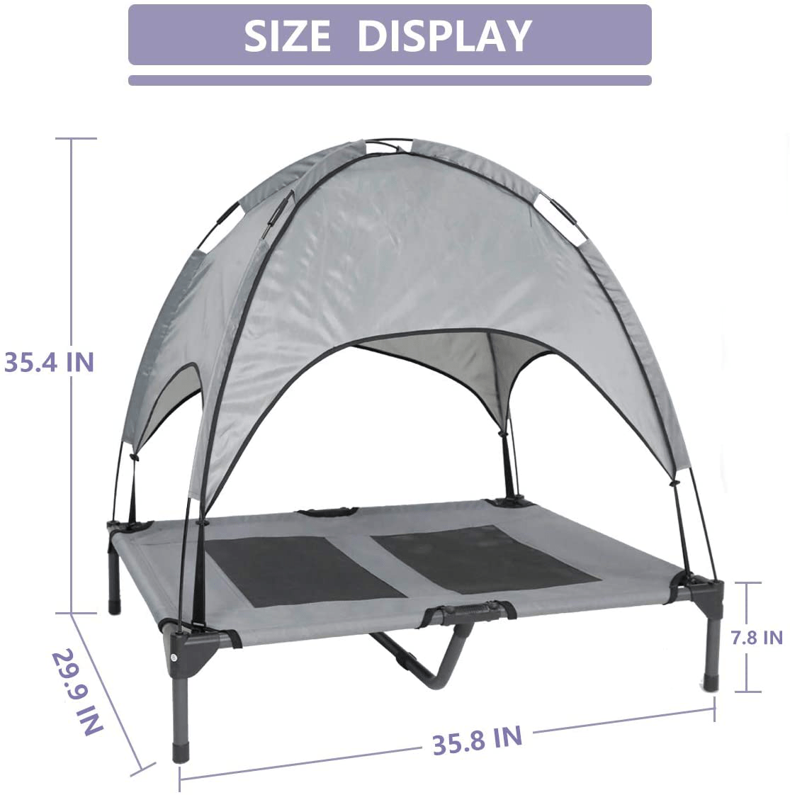A.FATI Elevated Dog Bed,Cooling Raised Dog Bed Outdoor & Indoor Dog Cot Bed for Large Dogs with Removable Canopy Shade Tent with Extra Bag, Portable for Camping, Traveling, Beach, Training Use