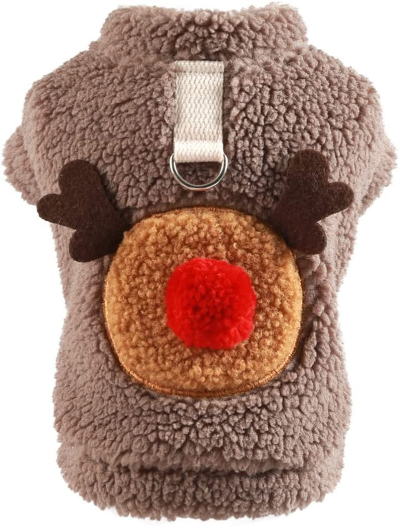 Dog Sweater for Small & Medium Dog,Warm Soft Flannel Heart Shape Dog Christmas Sweater for Puppy,Dog Cat Cold Weather Coats Vest,Xmas Apparel Clothes for Pets Animals & Pet Supplies > Pet Supplies > Dog Supplies > Dog Apparel Naroume Brown X-Small 