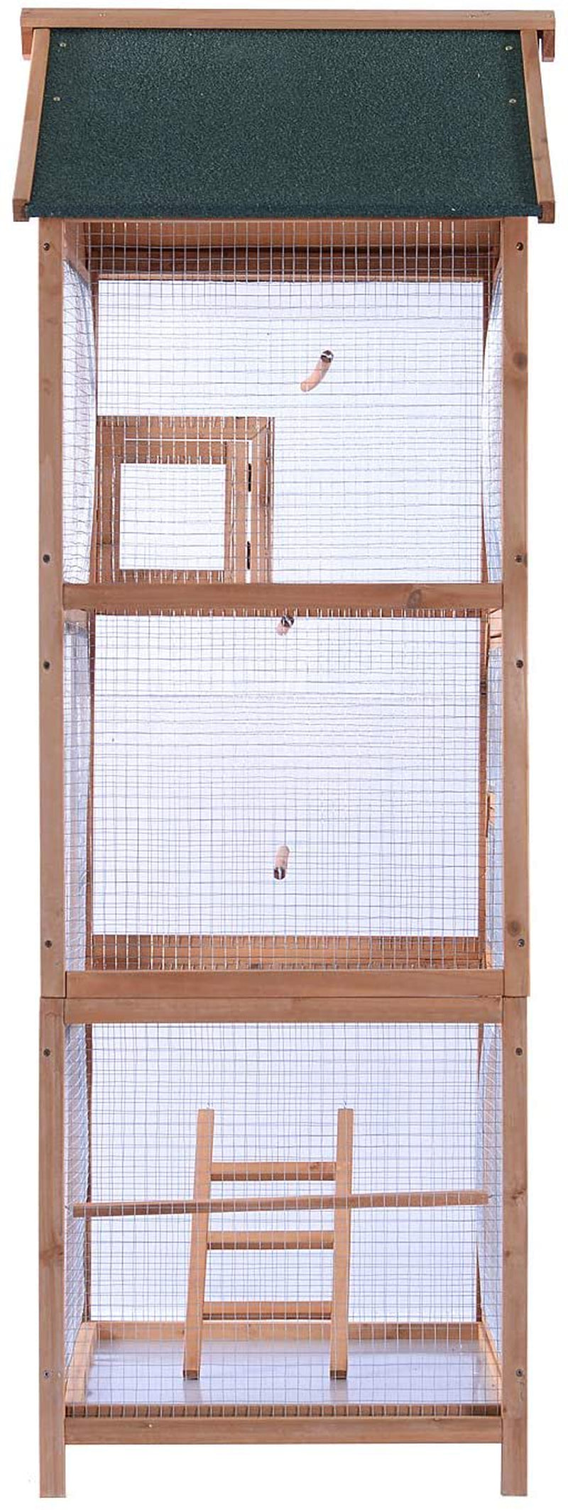 Mcombo 70" Wooden Bird Cage, Pet Parrot Cages with Stand 0011L Animals & Pet Supplies > Pet Supplies > Bird Supplies > Bird Cages & Stands Newacme LLC   