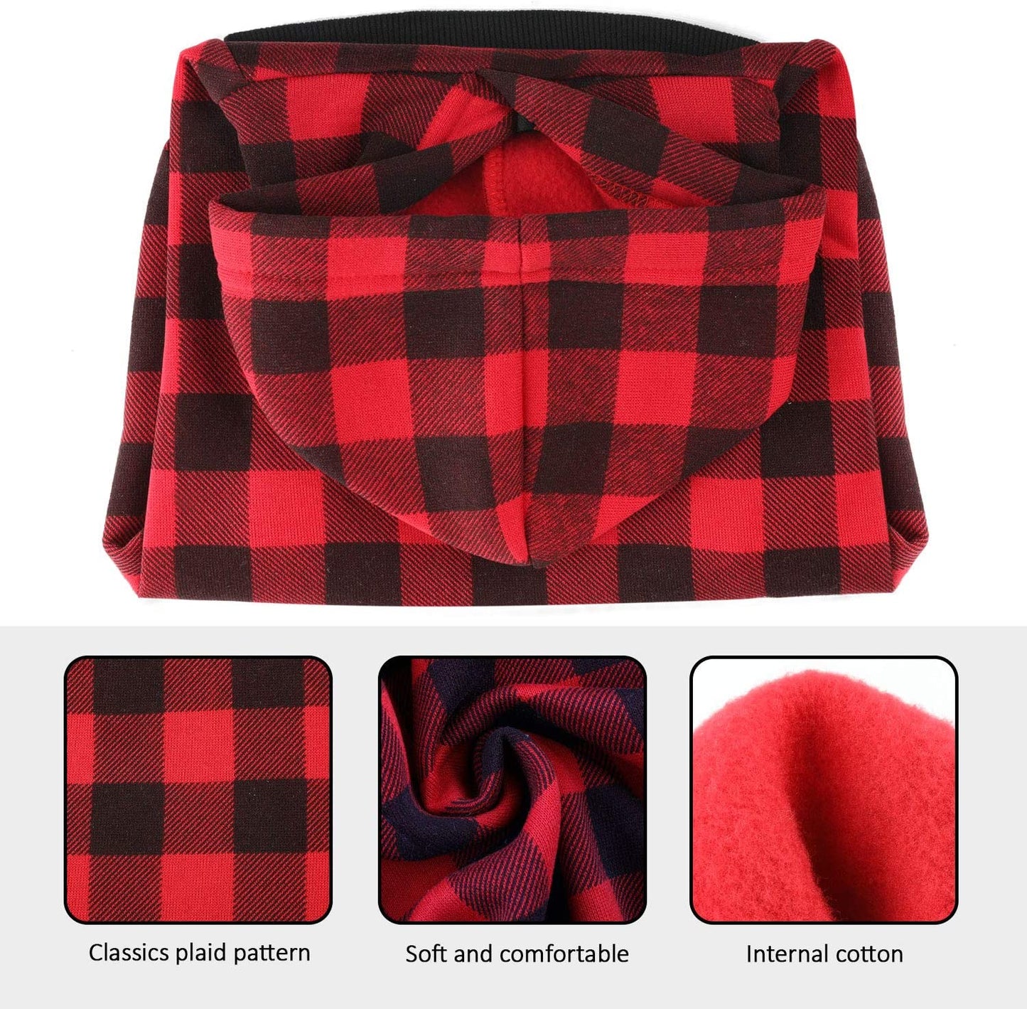 Plaid Dog Hoodie Sweatshirt Sweater for Small Dogs Cat Puppy Clothes Coat Warm and Soft(S) Animals & Pet Supplies > Pet Supplies > Dog Supplies > Dog Apparel Blaoicni   