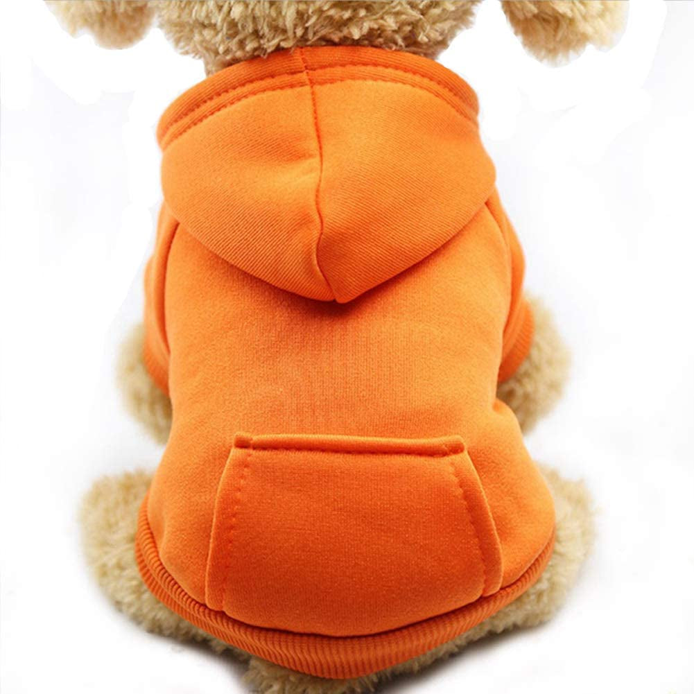 Jecikelon Winter Dog Hoodie Sweatshirts with Pockets Warm Dog Clothes for Small Dogs Chihuahua Coat Clothing Puppy Cat Custume (Medium, Orange) Animals & Pet Supplies > Pet Supplies > Dog Supplies > Dog Apparel Jecikelon Orange XX-Small 