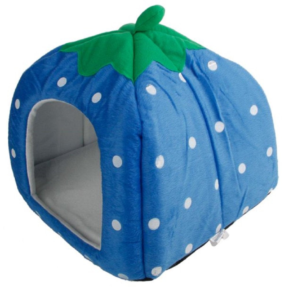 Four Seasons Foldable Soft Strawberry Dog House Semi-Enclosed Cat House Pet Supplies, Breathable and Moisture-Proof Animals & Pet Supplies > Pet Supplies > Dog Supplies > Dog Houses NA 31*31*33cm Blue 