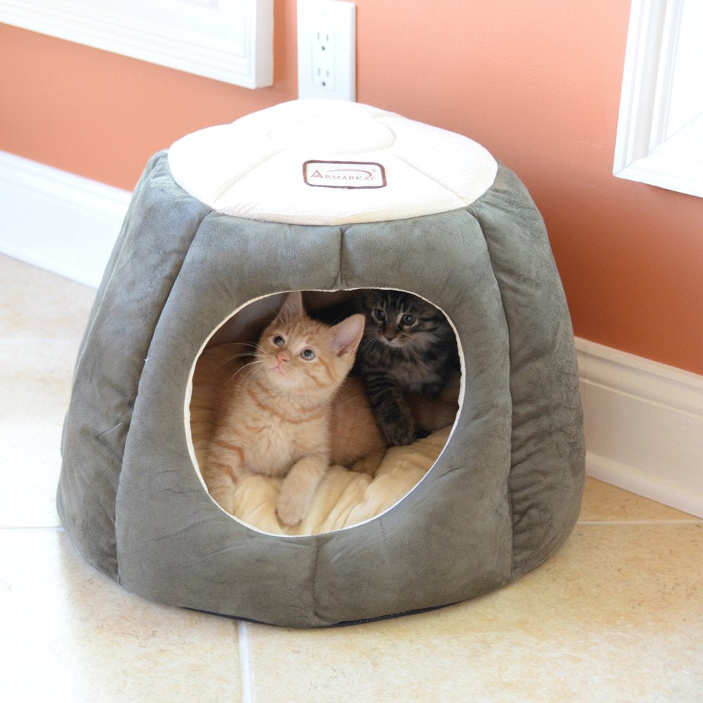 Armarkat Cat Bed, Small, Pale Silver and Beige, C33HQH/MH-S Animals & Pet Supplies > Pet Supplies > Cat Supplies > Cat Beds Aeromark Intl Inc M Laurel Green & Beige 