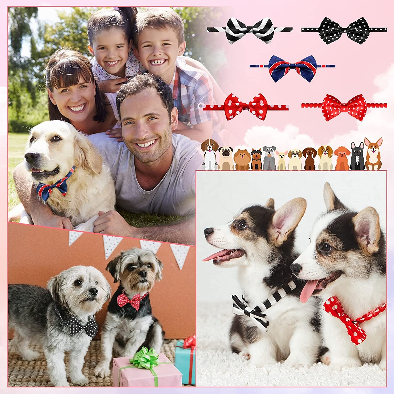 70 Pieces Adjustable Dog Bow Ties and Neck Ties Set Includes 40 Pet Bow Ties and 30 Neckties Dog Bowties Bow Tie Dog Collars Grooming Accessories Dog Ties for Large Dogs Cats Daily Wearing Holiday Animals & Pet Supplies > Pet Supplies > Dog Supplies > Dog Apparel Reginary   