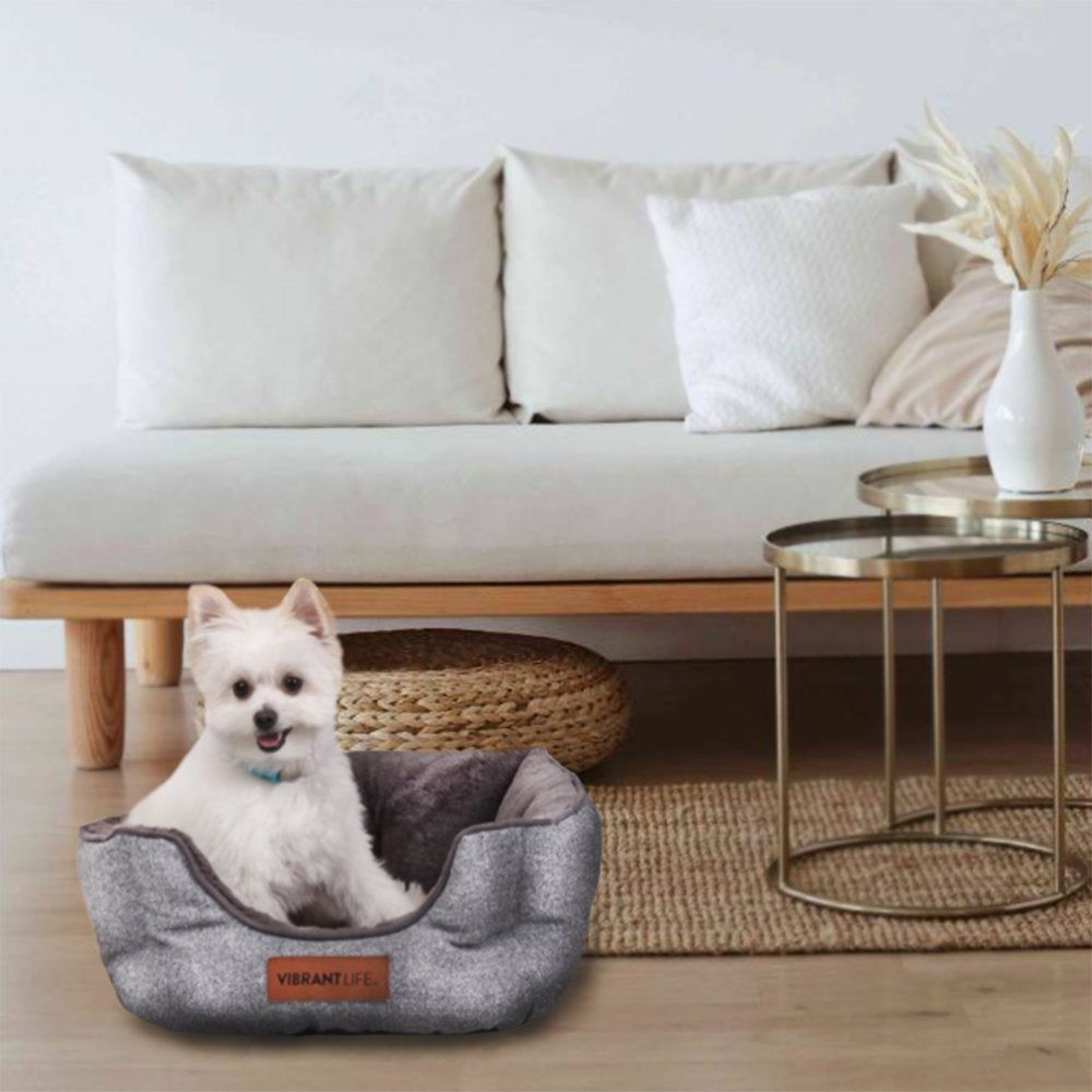 Vibrant Life Small High Wall Cuddler-Style Dog & Cat Bed, Gray Animals & Pet Supplies > Pet Supplies > Cat Supplies > Cat Beds PM&J LLC   