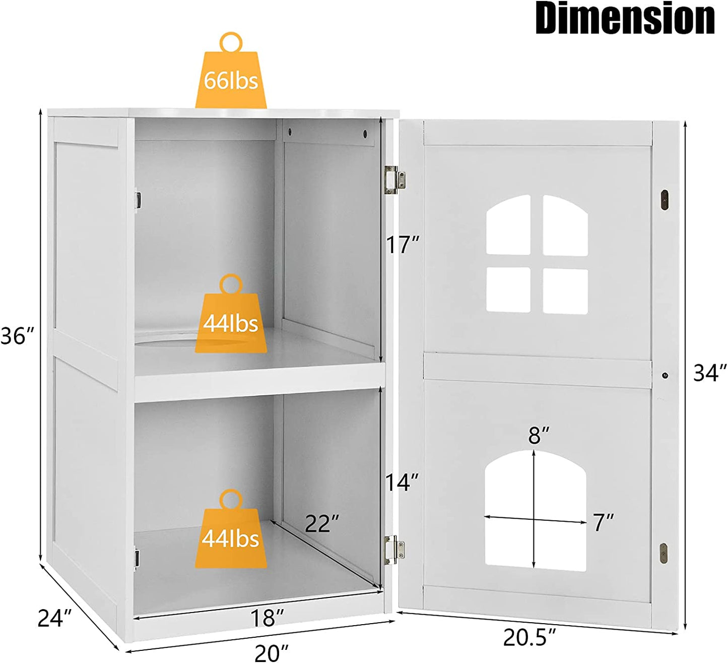 Cat Litter Box Enclosure, 2 Story Large Cat Litter Box Furniture Hidden, Cat Washroom Cabinet for Cats, White Animals & Pet Supplies > Pet Supplies > Cat Supplies > Cat Furniture ALLJOY   